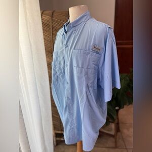 Columbia PFG fishing top Omni shed Men's Blue Shirt‎